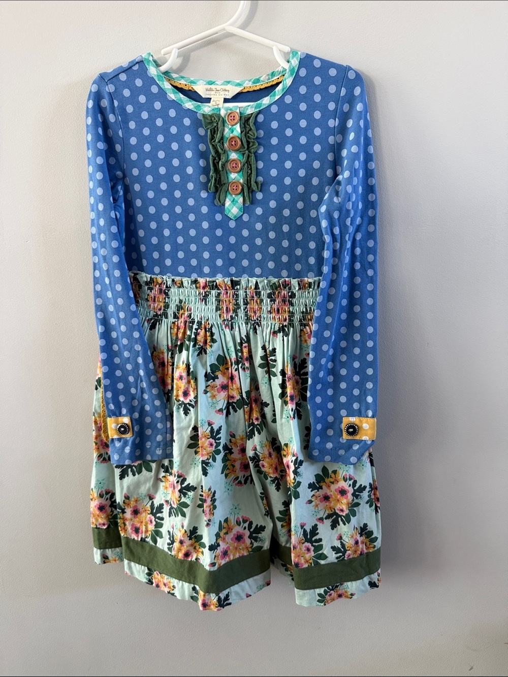 Matilda Jane Blue Polka Dot & Floral Mixed-Print Dress